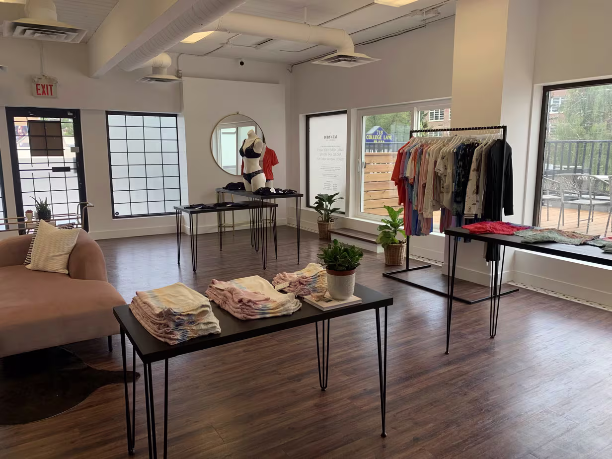Spacious boutique with apparel collections