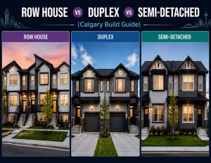 Comparing rowhouse, duplex, and semi-detached homes