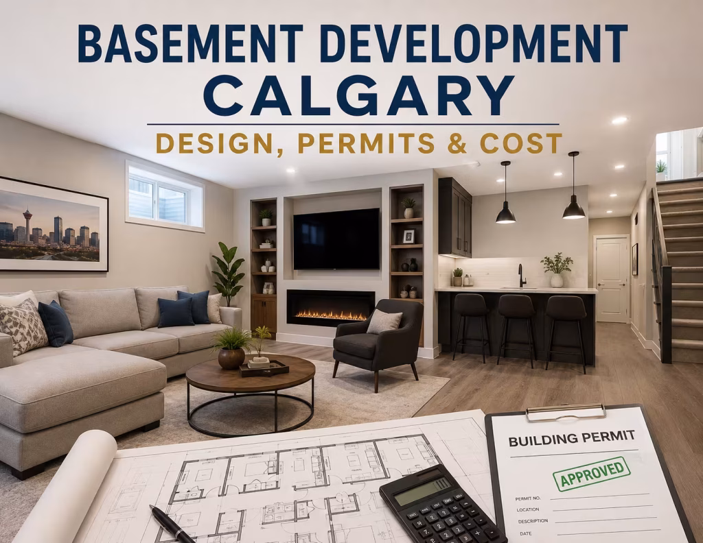 Finished basement development project, Calgary