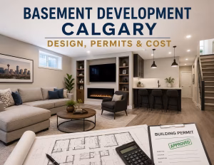 Finished basement development project, Calgary
